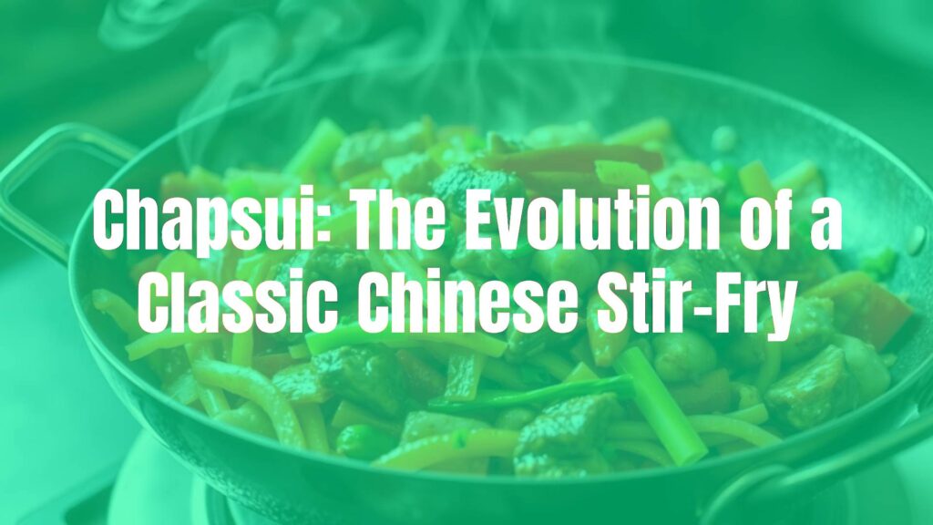 Colorful chapsui stir-fry in a wok, vibrant vegetables and juicy meat, steam rising, Chinese cuisine, appetizing, realistic.