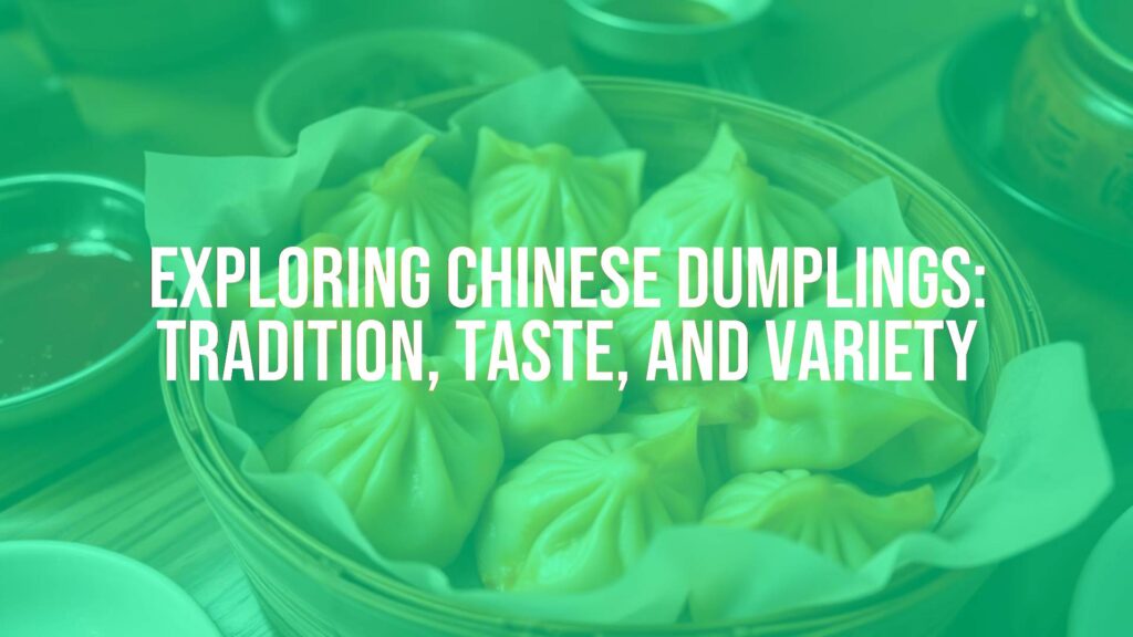 Steaming basket of Chinese dumplings (jiaozi), golden-brown pan-fried potstickers, vibrant filling visible, traditional wooden table setting, warm and inviting atmosphere, realistic.