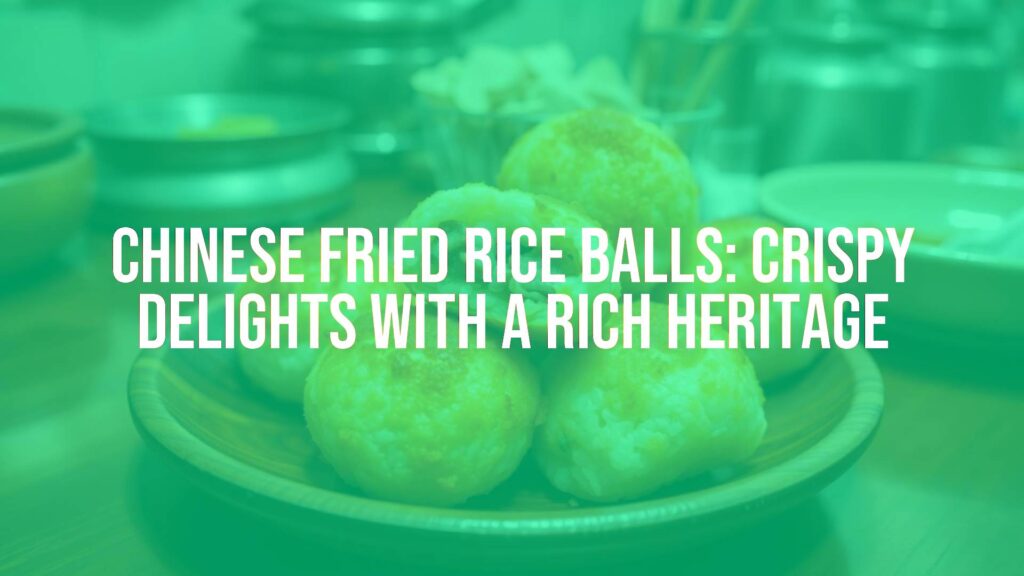 Golden crispy Chinese fried rice balls on a wooden plate, steam rising, vibrant filling like pork and mushrooms visible, traditional Chinese kitchen setting, warm lighting, realistic.