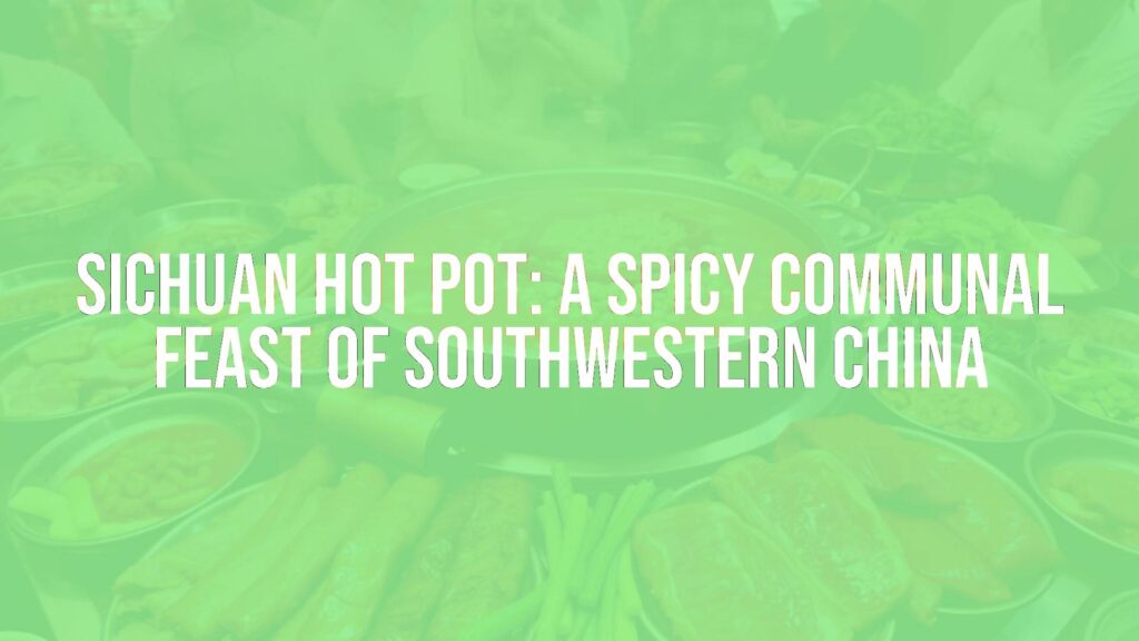 Sichuan hot pot, bubbling red broth with chili and Sichuan peppercorns, communal dining table with meats and vegetables, lively atmosphere, realistic.