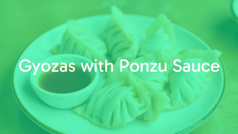 Japanese gyozas on a plate with a small bowl of ponzu sauce, steam rising, crispy texture, appetizing, realistic food photography.